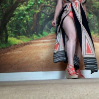 BBW Samantha 38G whoes off her feet in big wedge shoes