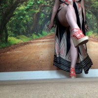 BBW Samantha 38G whoes off her feet in big wedge shoes