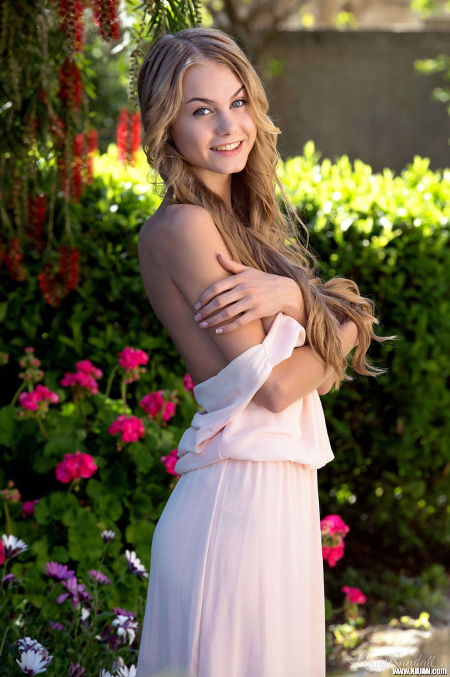 Super hot blonde model Nancy A flashes her naked curves in the garden - Photo #3186217