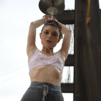 Naughty short haired girl Caterina Foxy revealing her tiny naked tits