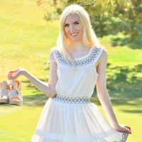 Celestina Blooms exposes her sweet hole outdoors