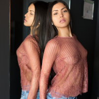 Ravishing Chloe Rose strips in front of a Mirror