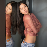 Ravishing Chloe Rose strips in front of a Mirror