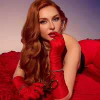 Redhead Lacy Lennon with natural tits and hot ass wearing lingerie