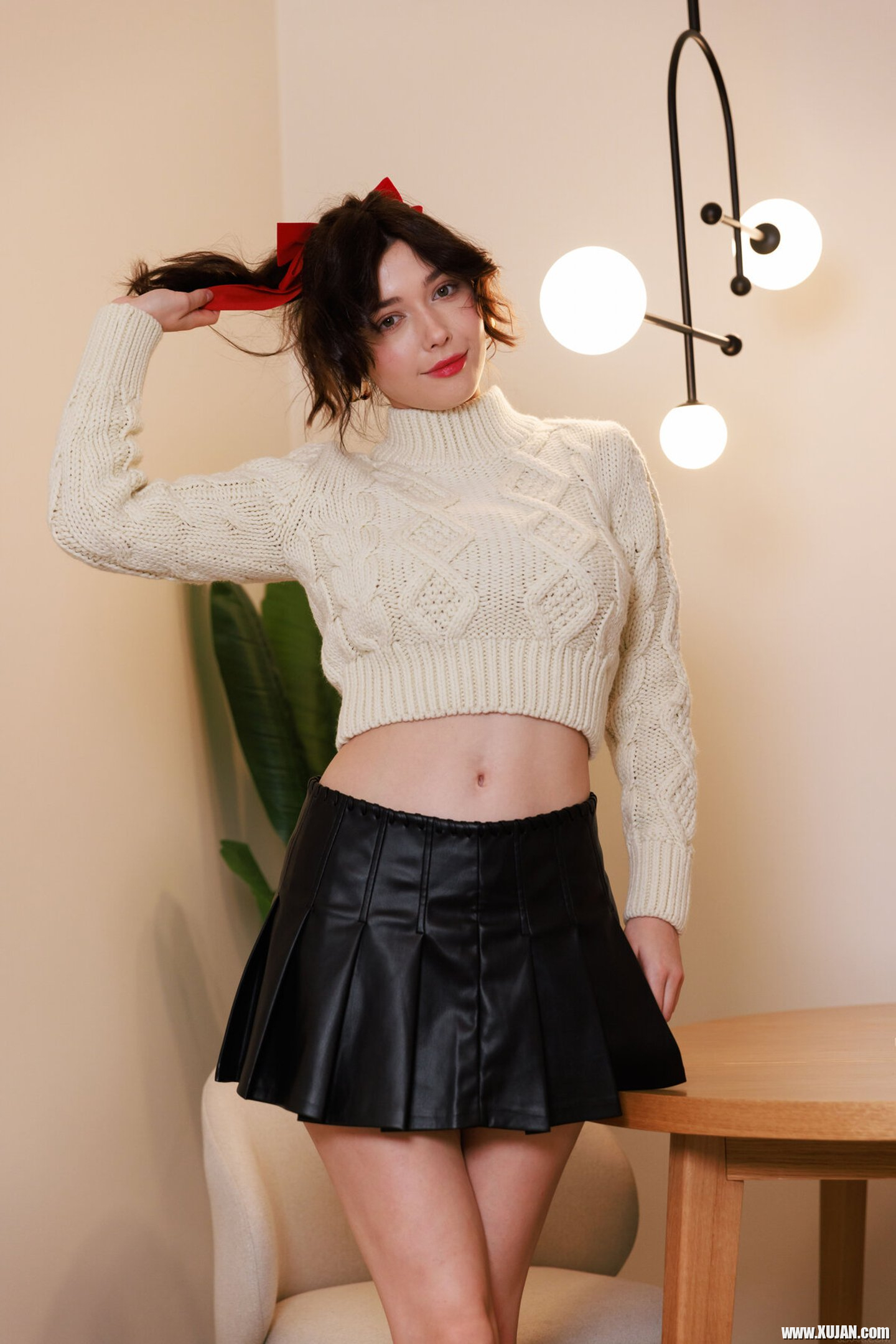 Provocative solo model Mila Azul removes her leather skirt and panties - Photo #3202594