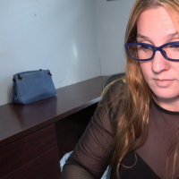 Slutty secretary Ashley Bangs fucking with a black guy in the office