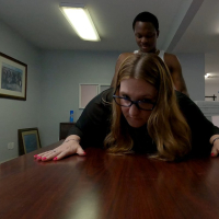Slutty secretary Ashley Bangs fucking with a black guy in the office