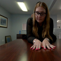 Slutty secretary Ashley Bangs fucking with a black guy in the office