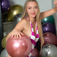 Solo Alice Denision with hot ass natural tits posing with balloons
