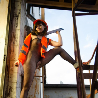 Sexy Jeny Smith goes to work on Construction Site