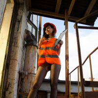 Sexy Jeny Smith goes to work on Construction Site