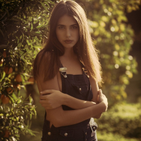 Skinny Katrine Pirs strips and poses in the Garden