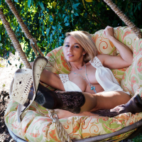 Big Boobs Model Nikki Sims teasing in the Garden