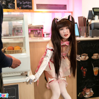 Kinky waitress Ria Kurumi gets her pussy stuffed with a vibrator