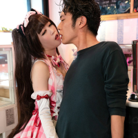 Kinky japanese Ria Kurumi strokes strangers dick in coffee shop