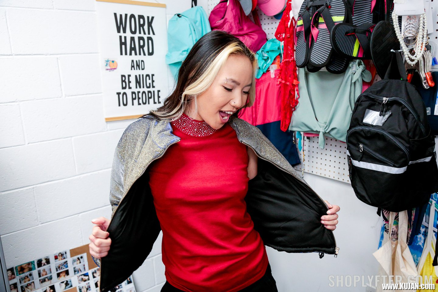 Naughty asian shoplifter Asia Lee gets exposed by security guard - Photo #3229216