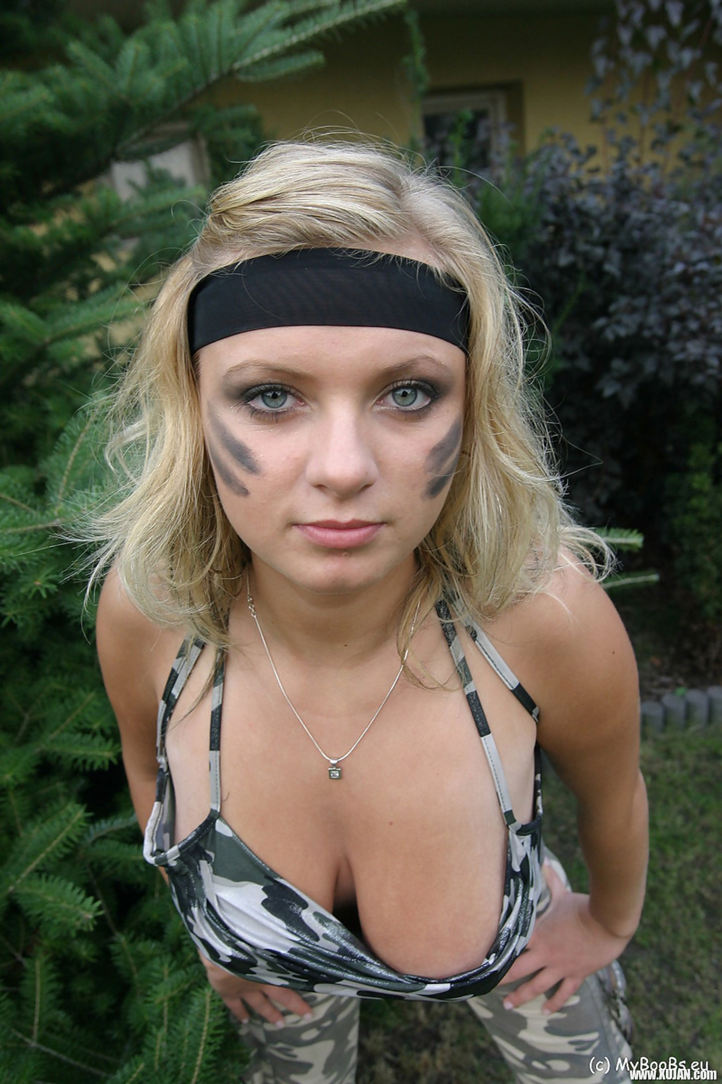 Busty Babe Malina May strips her sexy Army Outfit - Photo #3237379