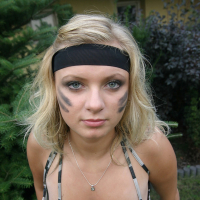 Busty Babe Malina May strips her sexy Army Outfit