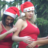 Malina May sucking her Friends Tits for Christmas