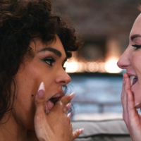 Hot chicks wearing lingerie having fun Eva Maxim and Sophia Locke