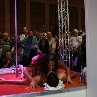 Cathy Heaven doing a Stripshow in the FreeOnes booth