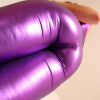 Amazing chick Cate Harrington showing her ass in shiny purple pants