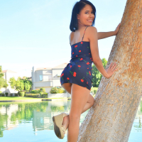 Ryder Rey shows hot twat outside with pretty smile