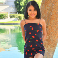 Ryder Rey shows hot twat outside with pretty smile