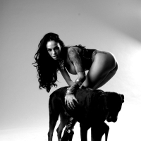 Wild latina Angelina Valentine in an erotic black and white photoshoot