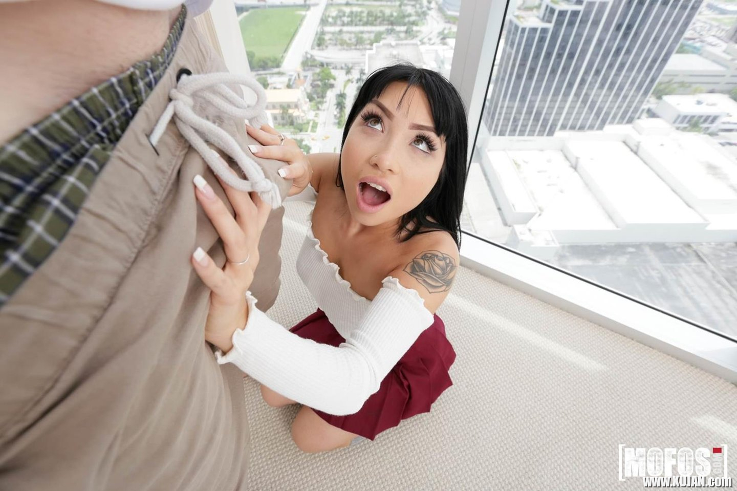 Tiny Asian Babe Rina Ellis rides a long meat Pole - Photo #3249969