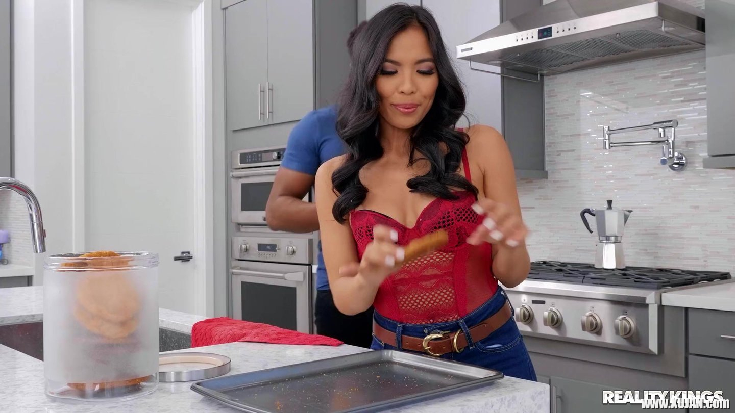 Hot asian doll Jada Kai gets banged by black dude in the kitchen - Photo #3252355