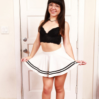 Brunette Mochi Mona with hot ass exposing her trimmed love tube
