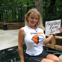 Vicky Vette in a FreeOnes Tshirt posing
