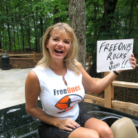 Vicky Vette in a FreeOnes Tshirt posing