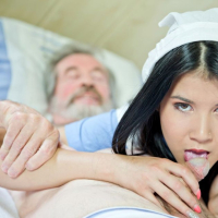 Hot Nurse Lady Dee sucks old Dude off in Hospital