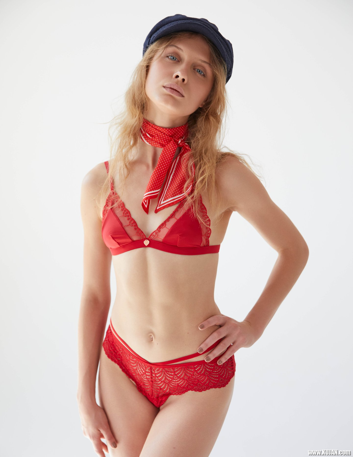 Gorgeous young model Amelie Lou sexy posing in red bikini - Photo #3265838