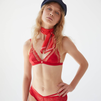 Gorgeous young model Amelie Lou sexy posing in red bikini