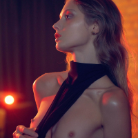 Stunning beauty Amelie Lou posing glamorously naked on photoshoot