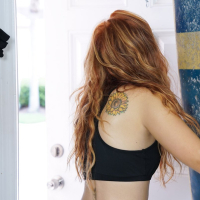 Kinky redhead Kadence Marie in tiny denim shorts swallows a big rod