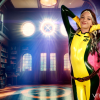 Kenna James cosplaying as girl from the Xmen and riding a hard dick