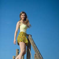 Hot Stella Cox flashing her Coochie on the Pier