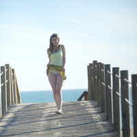 Hot Stella Cox flashing her Coochie on the Pier