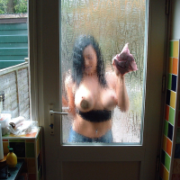Chantelle Fox washing a window with her breasts then gets banged