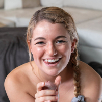 Cute girlfriend Abby Adams drops on her knees to give head in POV