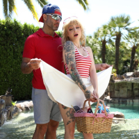 Tattooed blonde Stevie Moon undressed and fucked by Damon Dice