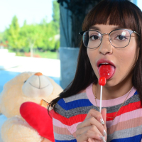 Pretty Matilde Ramos sexily licking her lollipop