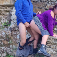 Horny slut Nikki Holland fucking with a stranger outdoors