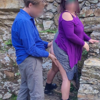 Horny slut Nikki Holland fucking with a stranger outdoors