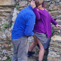 Horny slut Nikki Holland fucking with a stranger outdoors