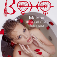 Sweet babe Melody covers herself in rose petals while taking a bath